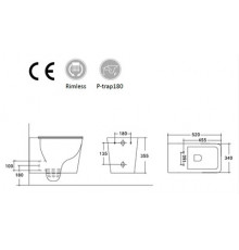 Унитаз подвесной безободковый HOLLER BLOCK BIDET  (520*340*355мм, сиденье дюропласт, микролифт) белый. со смесителем и функцией биде