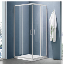 Душевое ограждение SANTREK AQUA Lea-CR-800-C-Brushed 800*800*1850 Г-обр. стекло Прозр 5мм, профиль Сатин