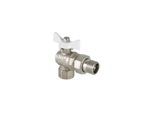 Кран вода VALTEC 1/2" г/ш баб американка углов. (бел. руч.) (VT.228.NW.04)